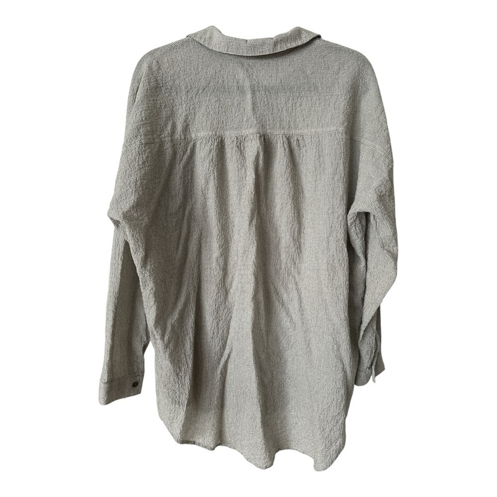 FREE PEOPLE BUTTON DOWN OVERSIZED TOP BEIGE BOHO SIZE SMALL - Picture 3 of 4